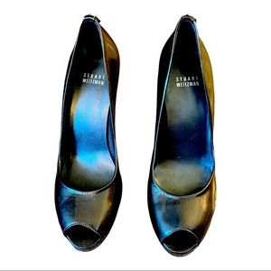 Stuart Weitzman gun metal gray peep toe pump